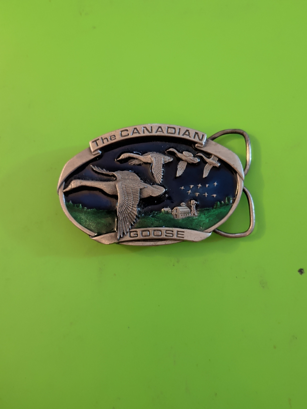 Canada Goose Silver-Tone Oval Brass Belt Buckle